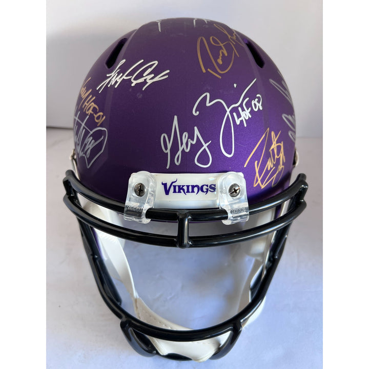 Minnesota Vikings all-time grades full size helmet signed Allen page Chris Carter Chuck Foreman Jim Marshall Adrian Peterson Pual Krause