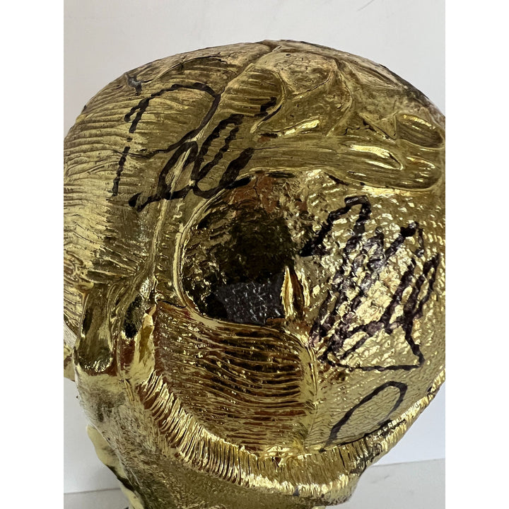 Pele, Franz Beckenbauer, Diego Maradona, Johan Cruyff, Leo Messi, Zinedine Zidane World Cup trophy signed with proof