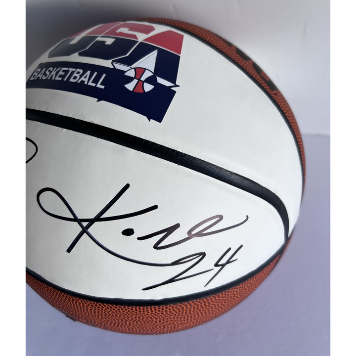 USA basketball signed by Kobe Bryant and Lebron James signed with proof