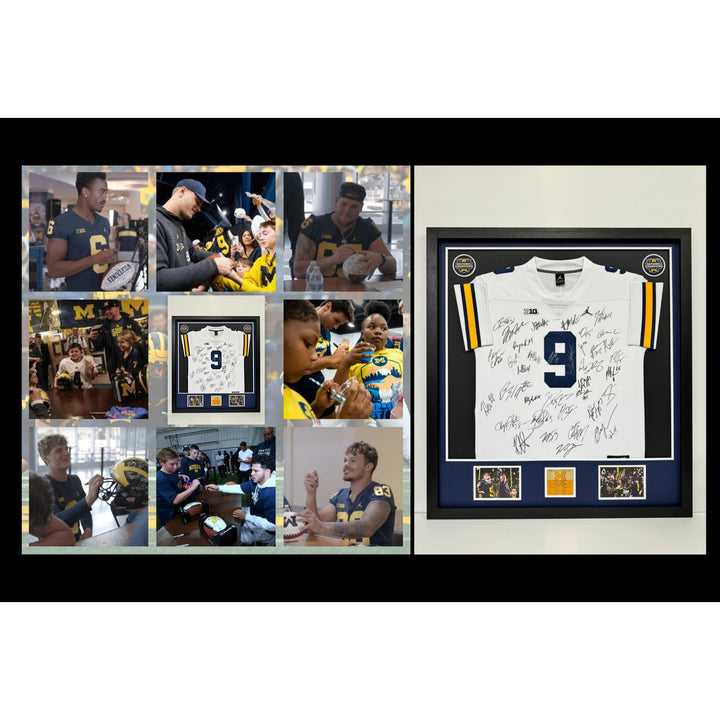 JJ McCarthy Jim Harbaugh Michigan Wolverines full team 2023 -24 National Champions team signed jersey with proof 42x32