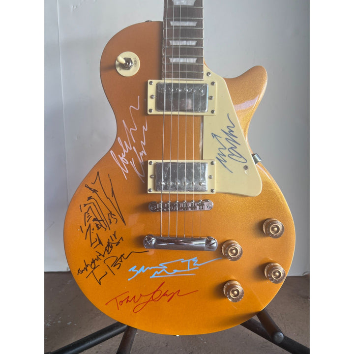 Tom Petty Mike Campbell the Heartbreakers gold Les Paul signed with proof Awesome Artifacts