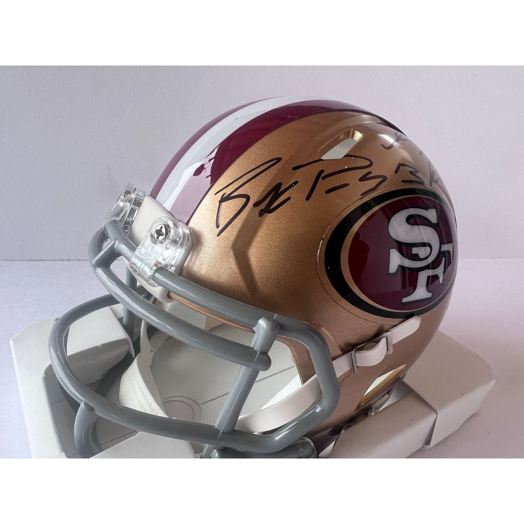 San Francisco 49ers Deebo Samuel Fred Warner George Kittle Christian McCaffrey Brock Purdy mini helmet signed with proof