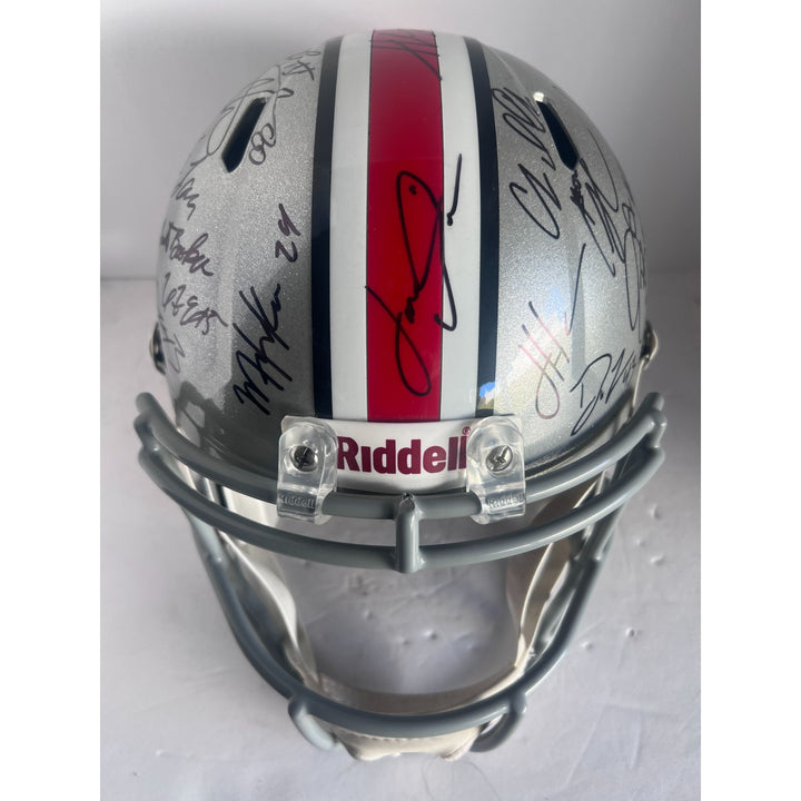 Ohio State Buckeyes national champions team signed helmet Ezekiel Elliott Nick Bosa 35 Plus signatures