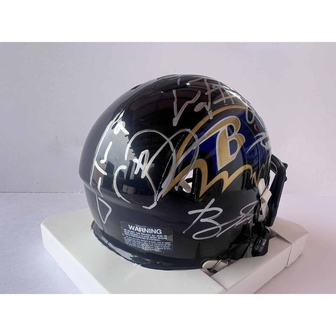 Baltimore Ravens John Harbaugh, LaMar Jackson, Justin Tucker, Mark Andrews, Odell Beckham Jr. Roquan Smith mini helmet signed with proof