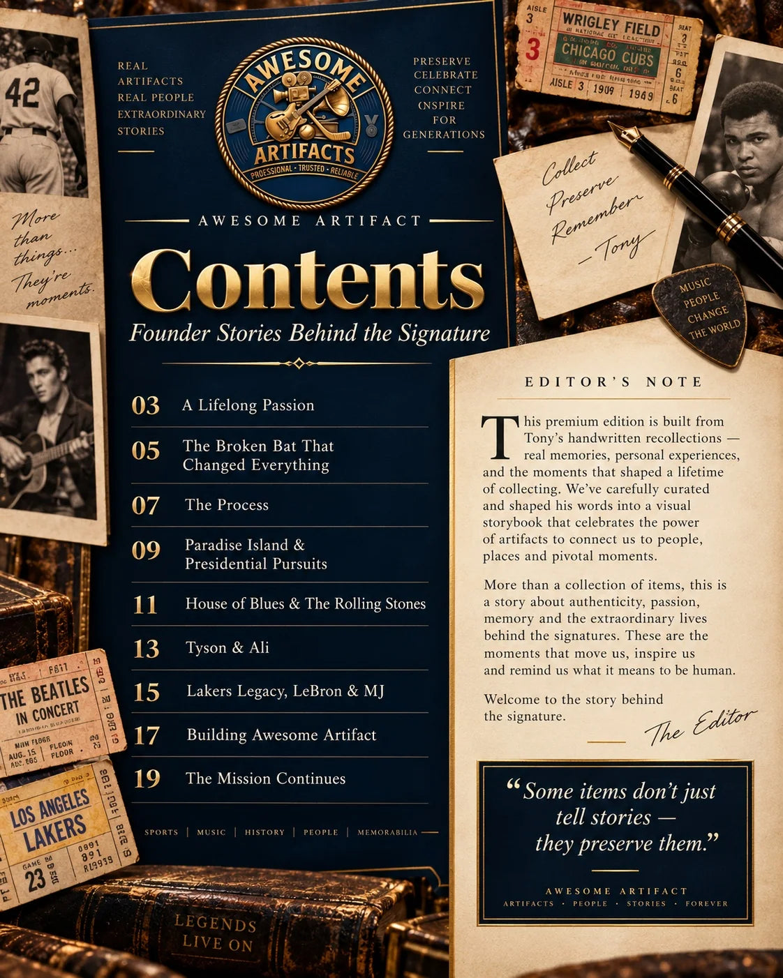 The Collector's Vault table of contents and editor's note