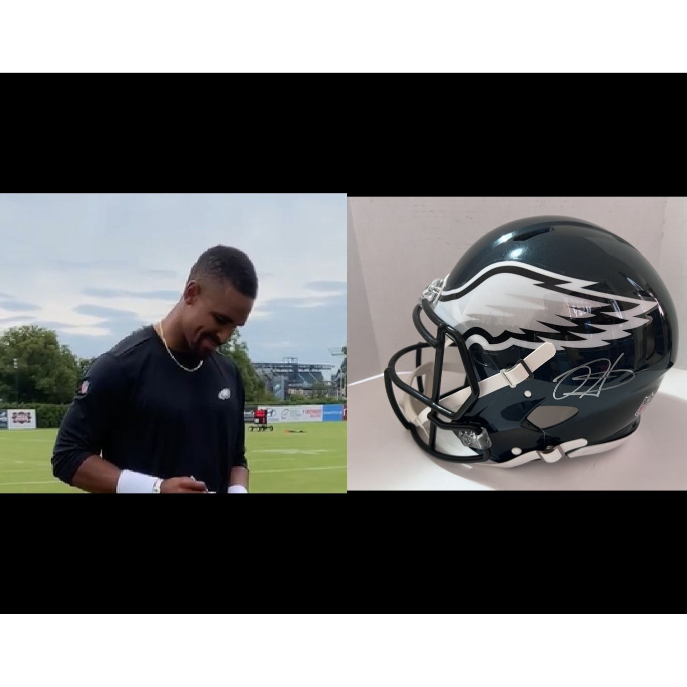Philadelphia Eagles Riddell speed authentic helmet Jalen Hurts signed with free acrylic display case