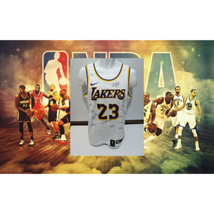 LeBron James Anthony Davis 2019-20 NBA champions Los Angeles Lakers team signed gay model Jersey signed with proof