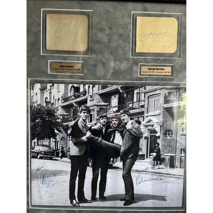 The Beatles John Lennon Paul McCartney George Harrison Ring Starr 16x20 photo one of a kind  frame 39x29 piecesigned with proof