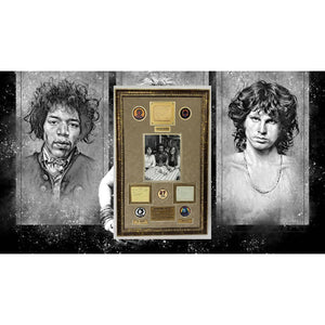 Jim Morrison (The Doors) Jimi Hendrix, & Janis Joplin signed autograph book pages with proof & museum quality framing 26x42