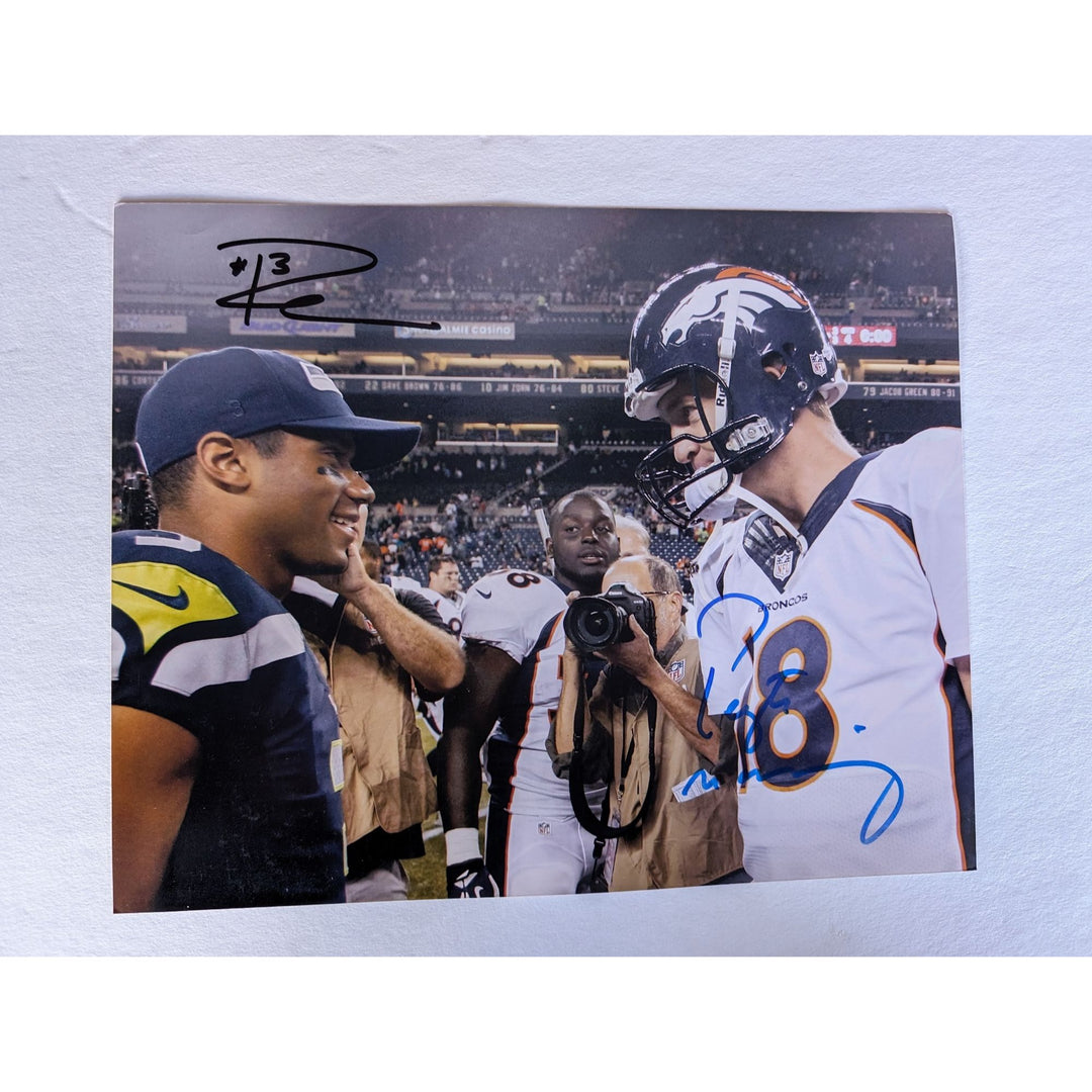 Peyton Manning and Russell Wilson 8x10 photo signed with proof