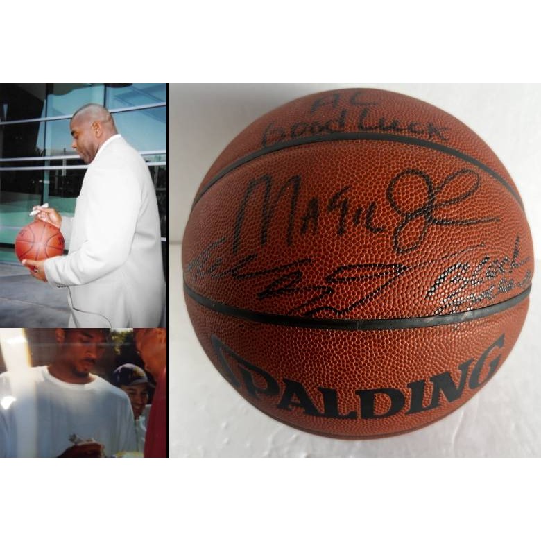 Kobe Bryant and Earvin Magic Johnson Spalding NBA basketball signed with proof