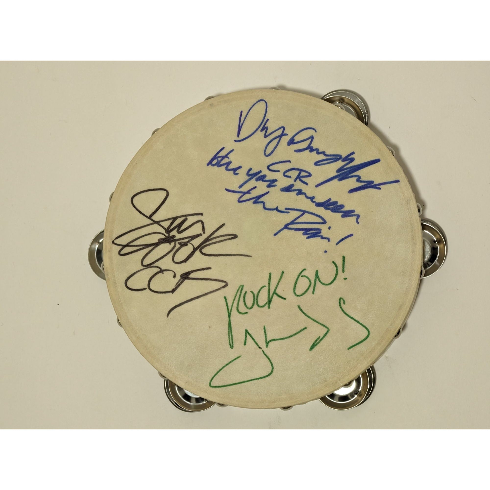 Credence Clearwater Revival CCR John Fogerty Stu Cook Doug Clifford 10inch' tambourine signed with proof