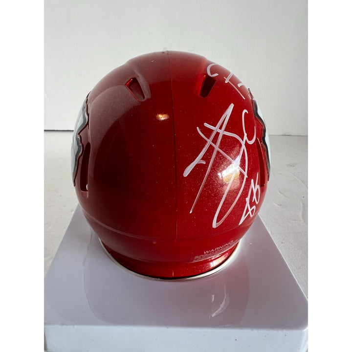 Kansas City Chiefs Patrick Mahomes Andy Reid Travis Kelce mini helmet signed with proof