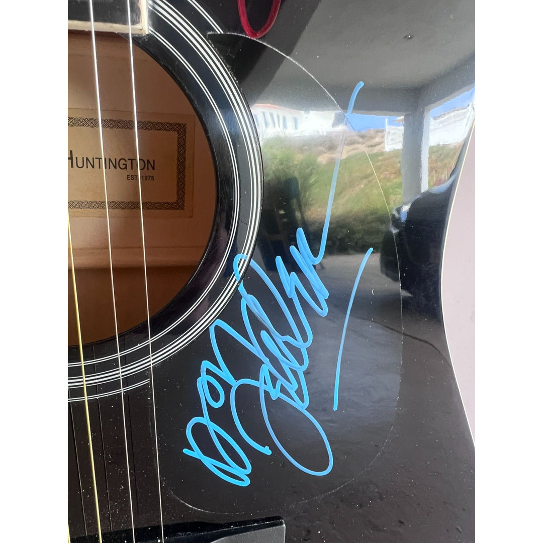 The Eagles Bernie Laden Joe Walsh Don Henley Glenn Frey Randy Meisner signed and inscribed full size acoustic guitar with proof