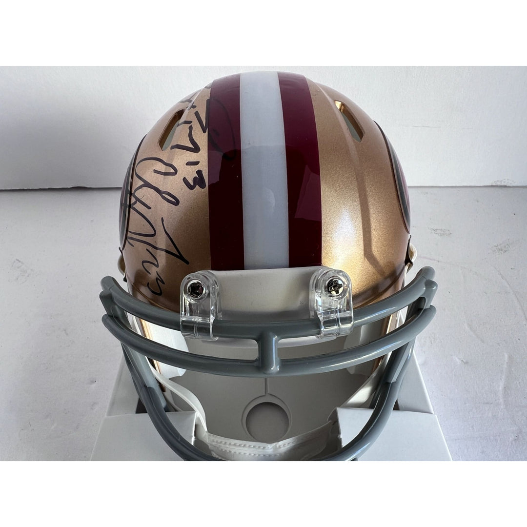 Brock Purdy Deebo Samuel Christian McCaffrey George kittle mini helmet signed with proof