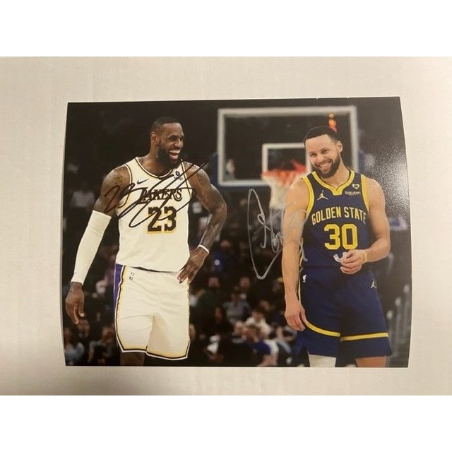 LeBron James Los Angeles Lakers Stephen Curry Golden State Warriors 8 x 10 photo signed with proof