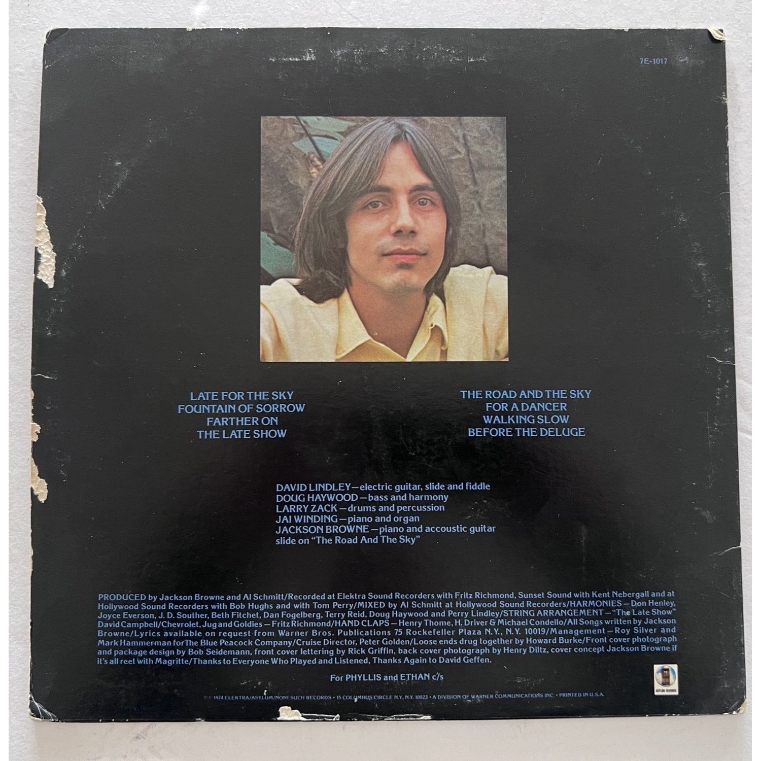 Jackson Browne Late for the Sky original LP signed with proof