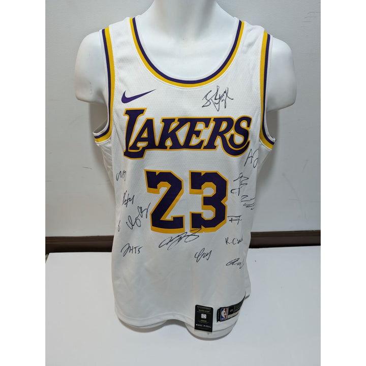 LeBron James Anthony Davis 2019-20 NBA champions Los Angeles Lakers team signed gay model Jersey signed with proof