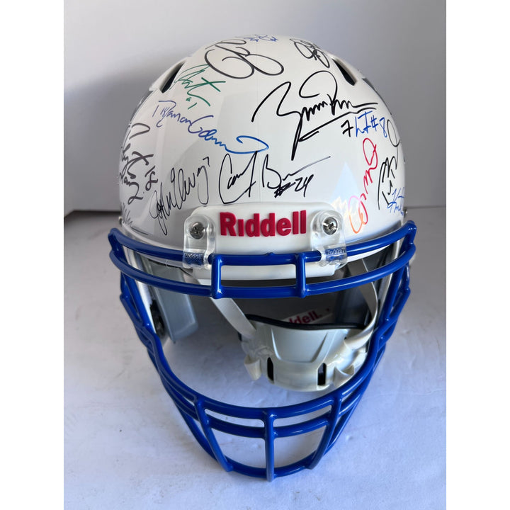 36 NFL MVPs Tom Brady, John Elway, Dan Marino, Joe Montana, Aaron Rodgers, signed with proof Riddell authentic game model helmet