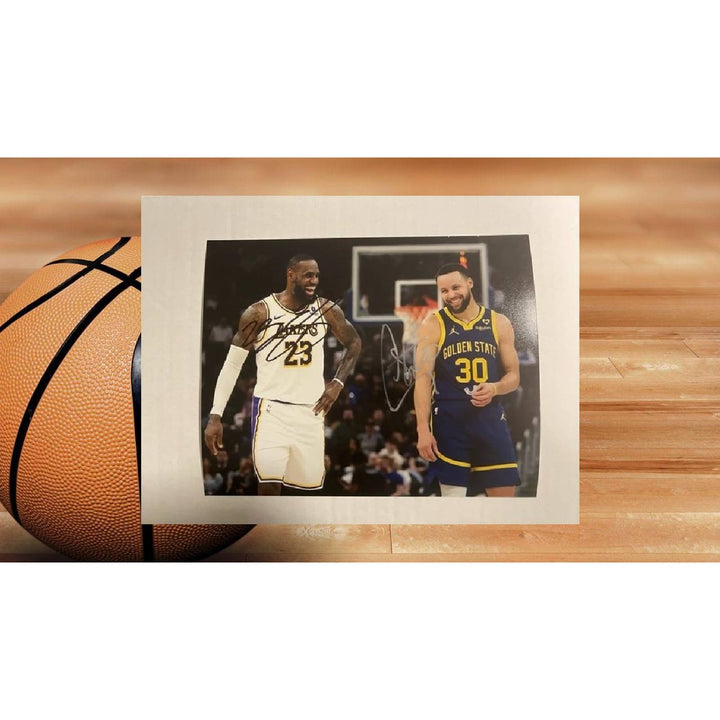 LeBron James Los Angeles Lakers Stephen Curry Golden State Warriors 8 x 10 photo signed with proof