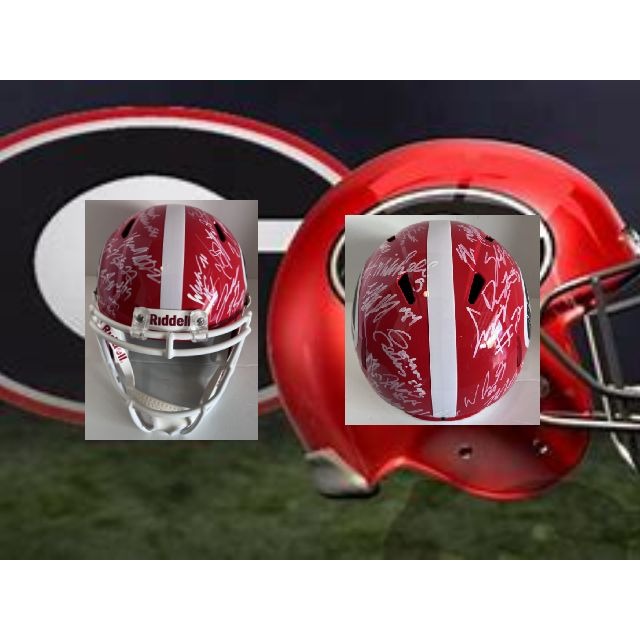 Georgia Bulldogs Stetson Bennett Kirby Smart Brock Bowers Georgia Bulldogs 2022-23 team signed Speed Riddell authentic