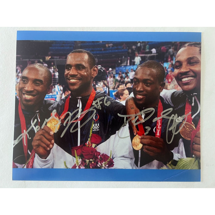 LeBron James Kobe Bryant Carmelo Anthony and Dwyane Wade 8x10 photo signed with proof