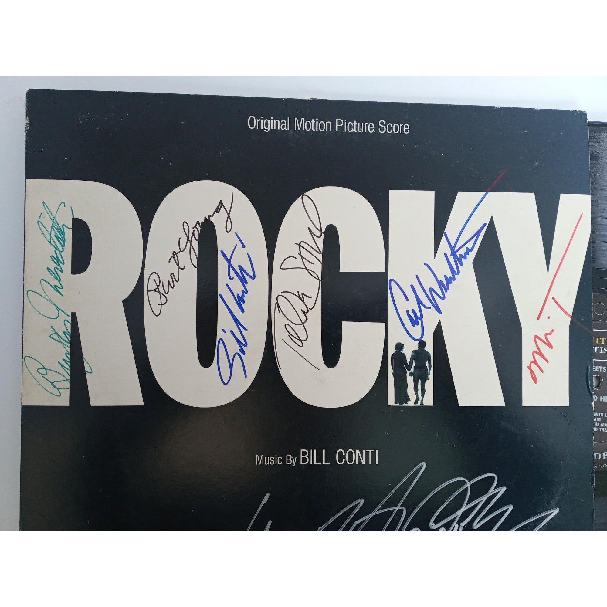 Burgess Meredith Bill Conti Sylvester Stallone Rocky LP signed with proof