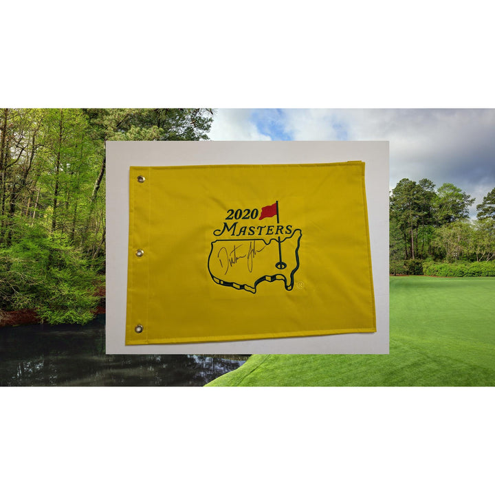 Dustin Johnson 2020 Masters champion Masters embroidered flag signed with proof