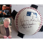 Load image into Gallery viewer, John Wooden &quot;The Wizard of Westwood&quot; Vin Scully Los Angeles Dodgers Hall of Fame broadcaster signed Rawlings MLB baseball signed with proof
