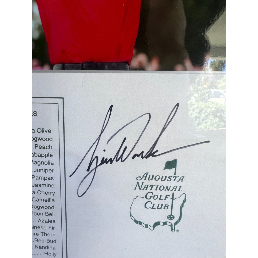 Tiger Woods Masters scorecard signed with proof and 11x7 acrylic display case