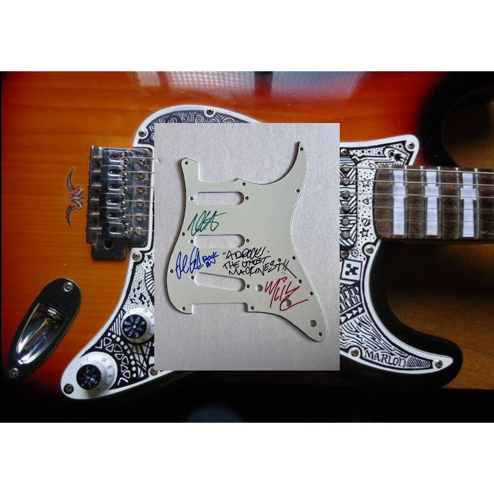 The Beastie Boys with Rick Rubin Stratocaster electric guitar pickguard signed with proof