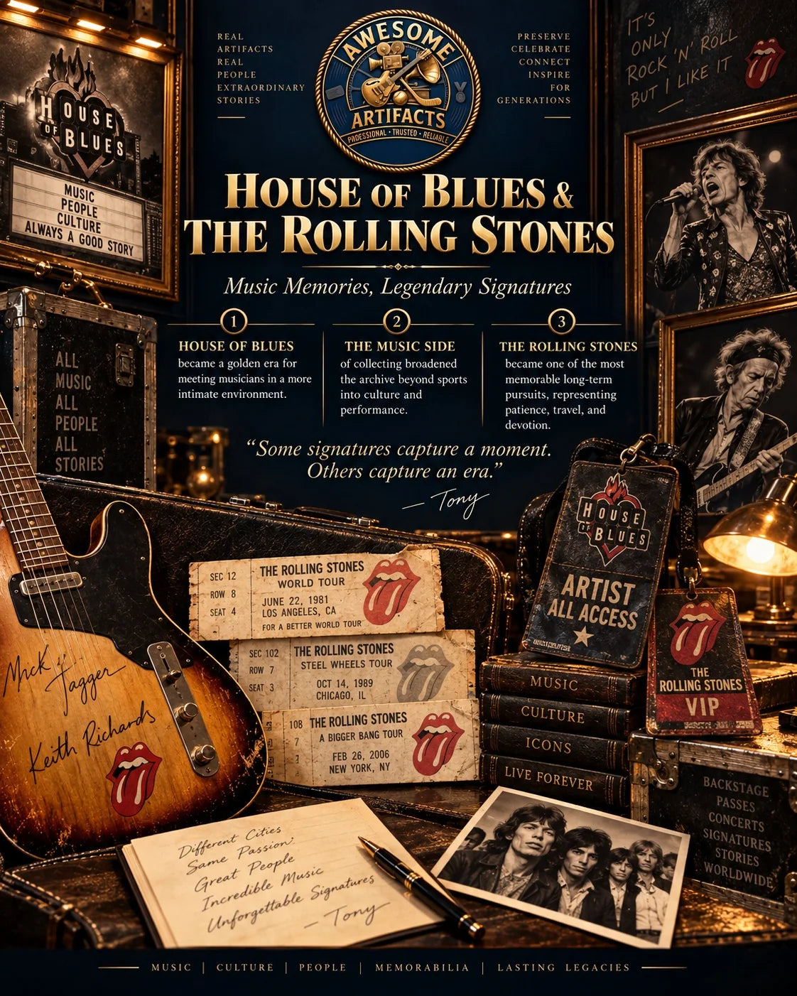 House of Blues and the Rolling Stones music memorabilia and concert memories