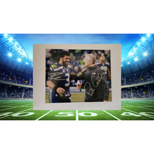 Pete Carroll and Russell Wilson Seattle Seahawks 8x10 photo sign with proof