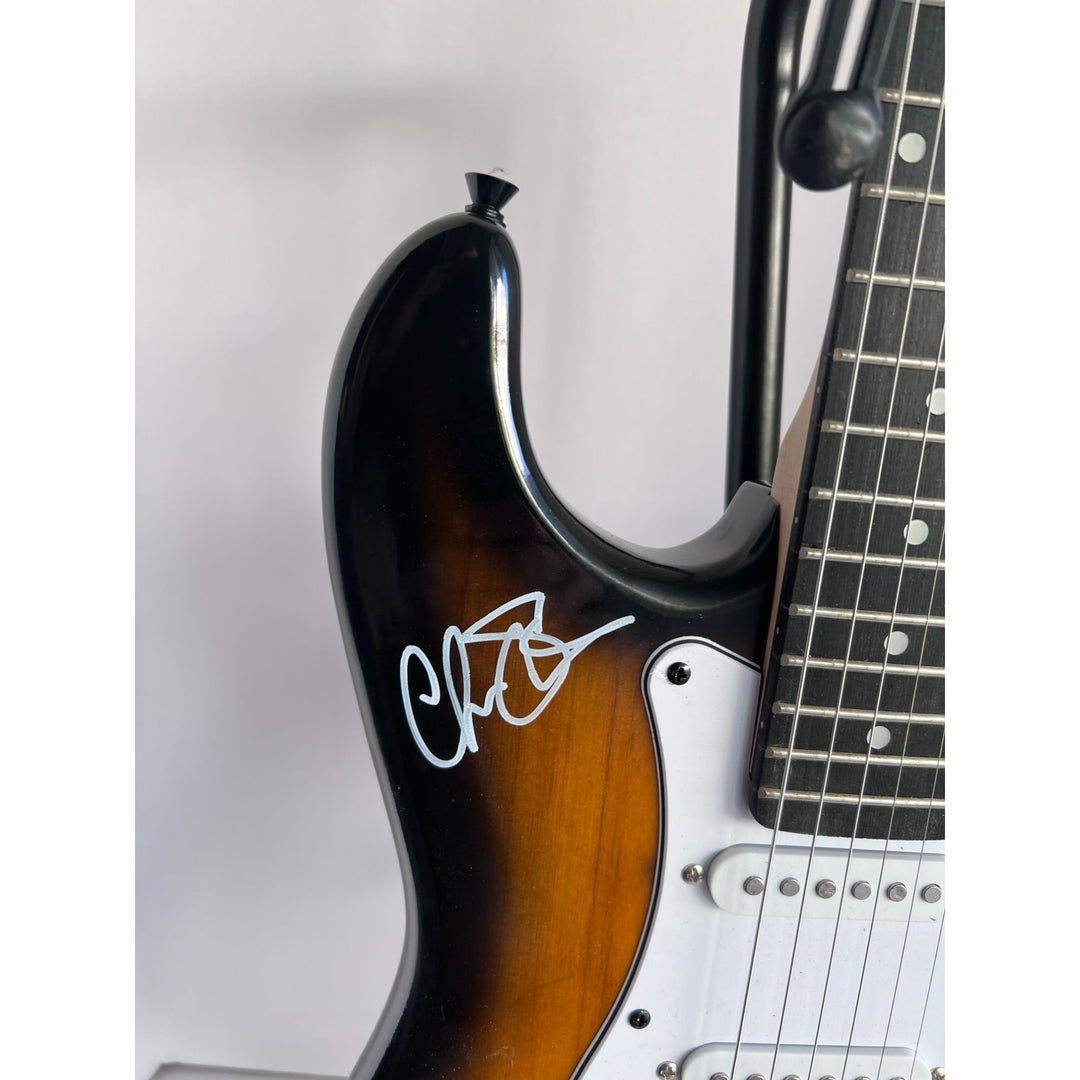 Deborah Harry Blondie band stratocaster electric guitar tobbaco full size signed whit poof