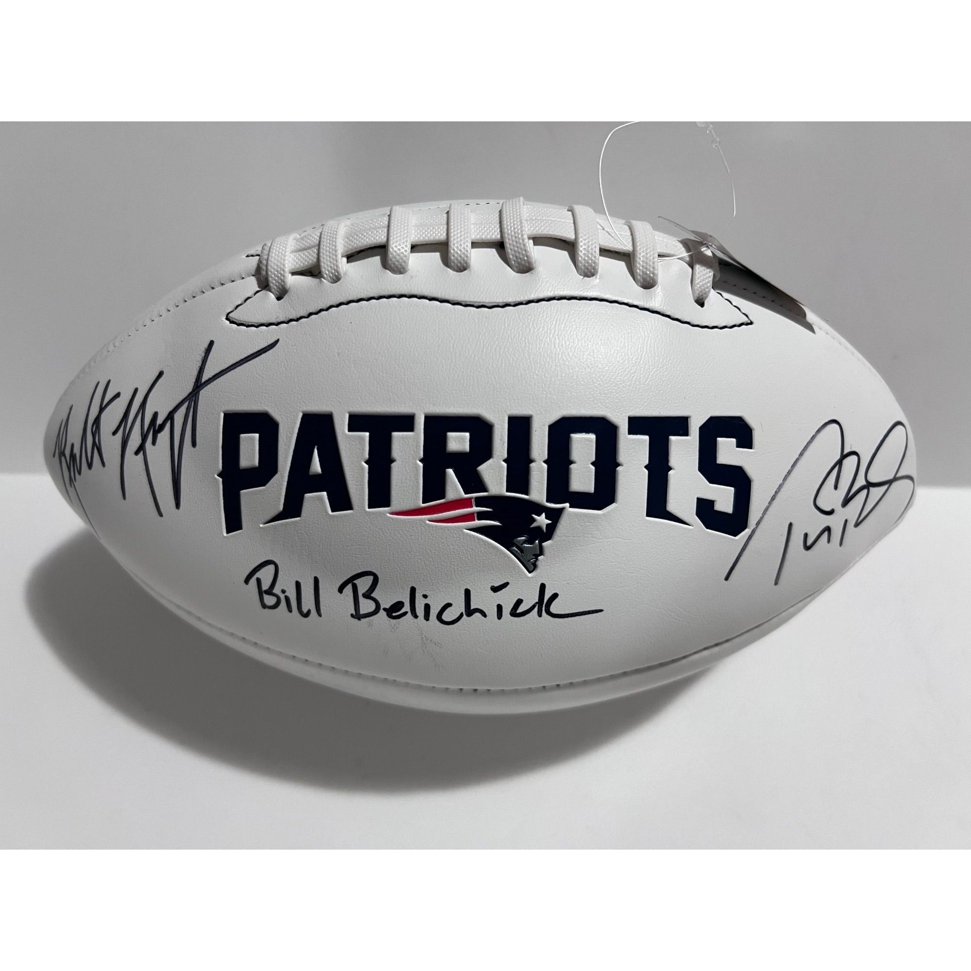 New England Patriots Tom Brady Bill Belichick Robert Kraft full size football signed with proof