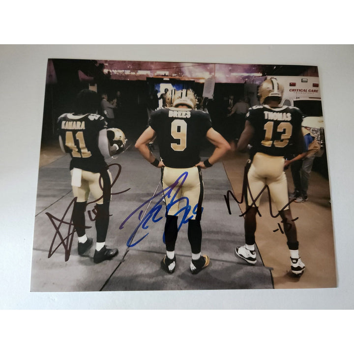 Drew Brees Alvin Kamara Michael Thomas 8x10 photo signed