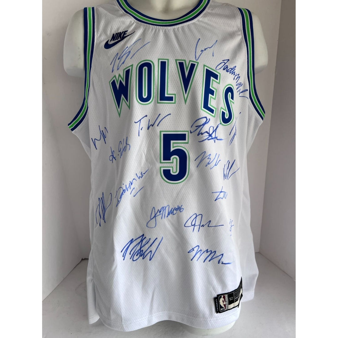 Minnesota Timberwolves 2023-24 Rudy Gobert, Mike Conley , Jaylen Clark, Anthony Edwards, 2xl size jersey signed by complete team with proof