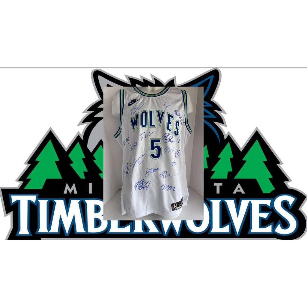 Minnesota Timberwolves 2023-24 Rudy Gobert, Mike Conley , Jaylen Clark, Anthony Edwards, 2xl size jersey signed by complete team with proof