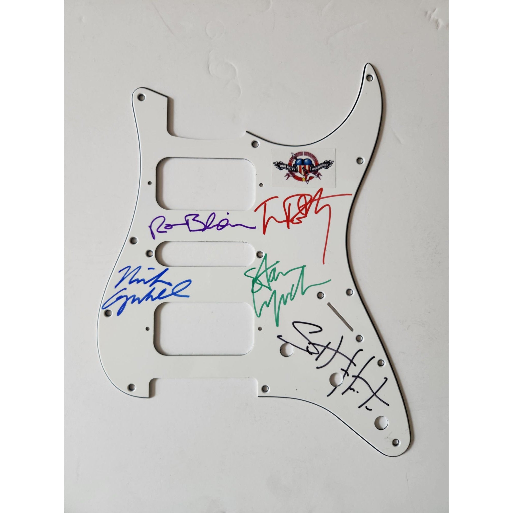Tom Petty and the Heartbreakers Fender Stratocaster electric pickguard signed with proof