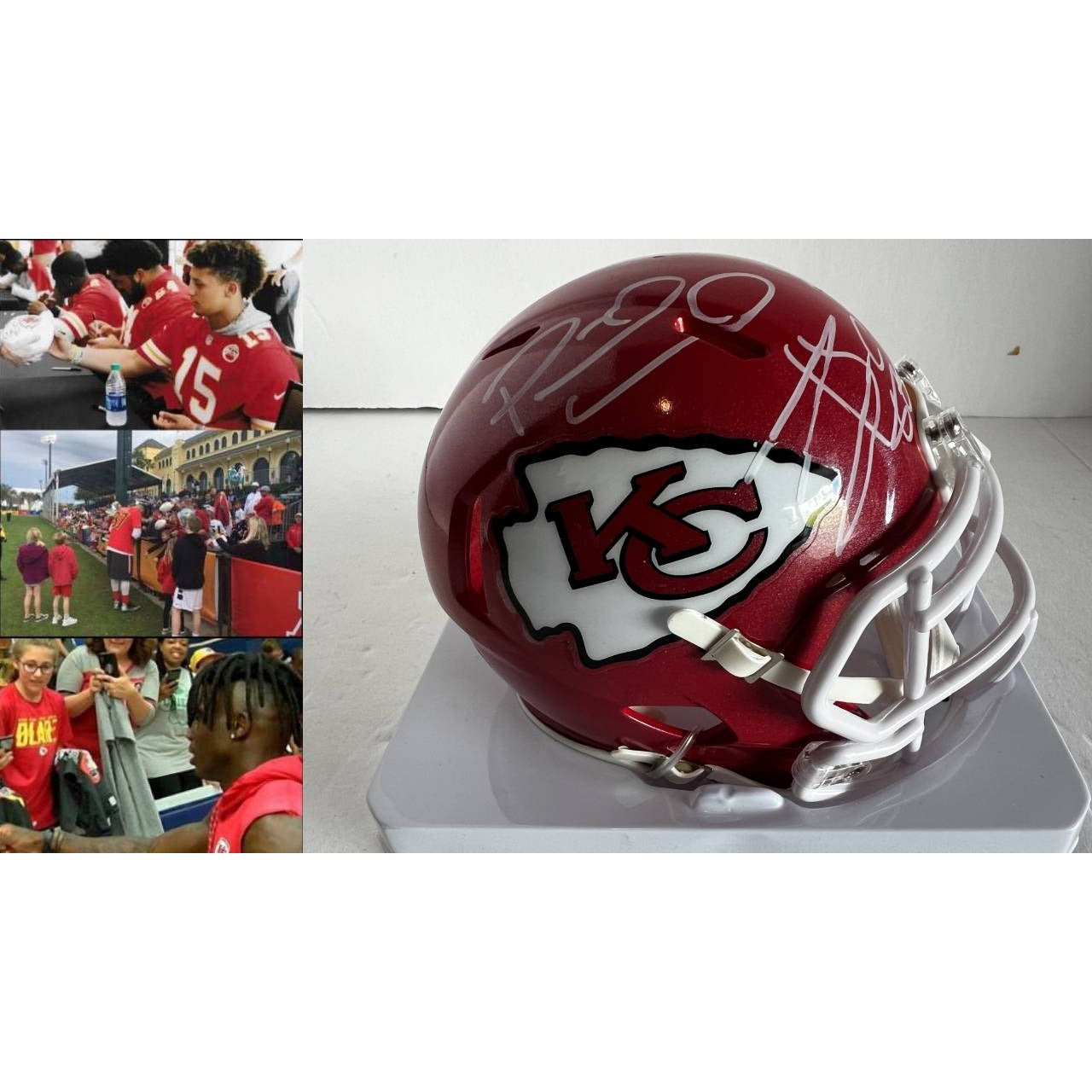 Kansas City Chiefs Tyreek Hill Patrick Mahomes Travis Kelce mini helmet signed with proof