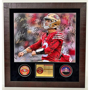 San Francisco 49ers2023 24 Deebo Samuel, Brock Purdy, Christian McCaffrey 16x20 photo 40 plus signs team signed and framed whit proof