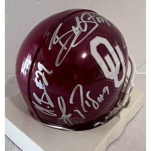 Oklahoma Sooners Bob Stoops Sam Bradford mini helmet signed