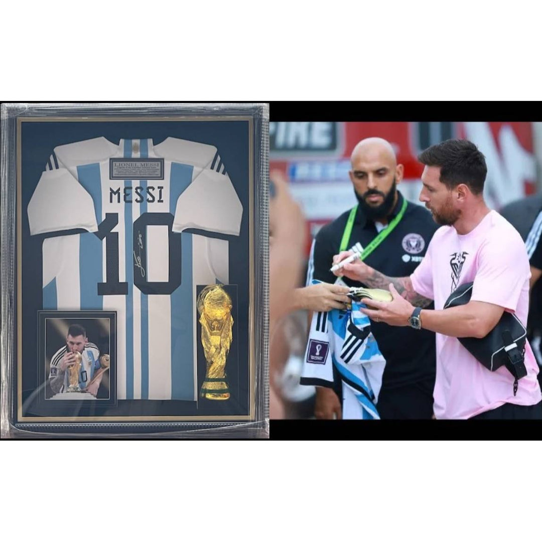 Lionel Messi Argentina jersey signed and framed with proof