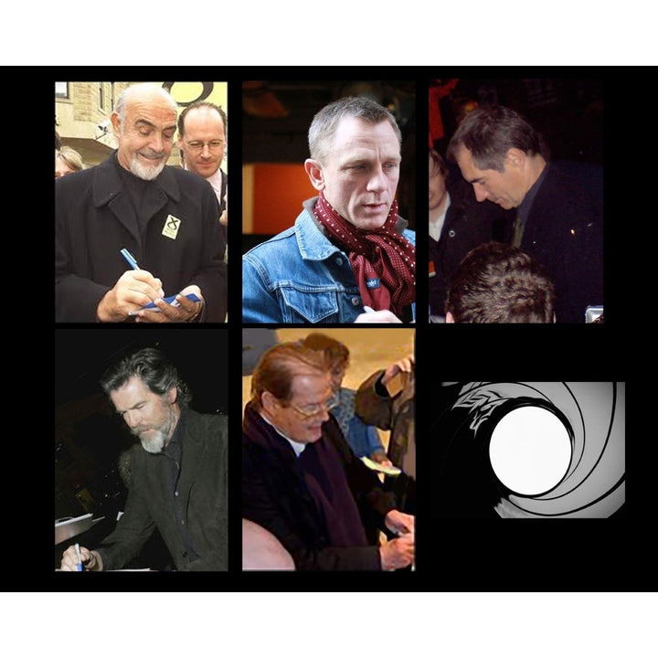 James Bond 007 11x14 photo Sean Connery, Roger Moore, Pierce Brosnan, George Lazenby, Timothy Dalton, Daniel Craig signed with proof
