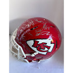 Load image into Gallery viewer, Patrick Mahomes Travis Kelce Andy Reid 2022-23 Super Bowl champion Kansas City Chiefs Riddell Speed Authentic team signed helmet signed
