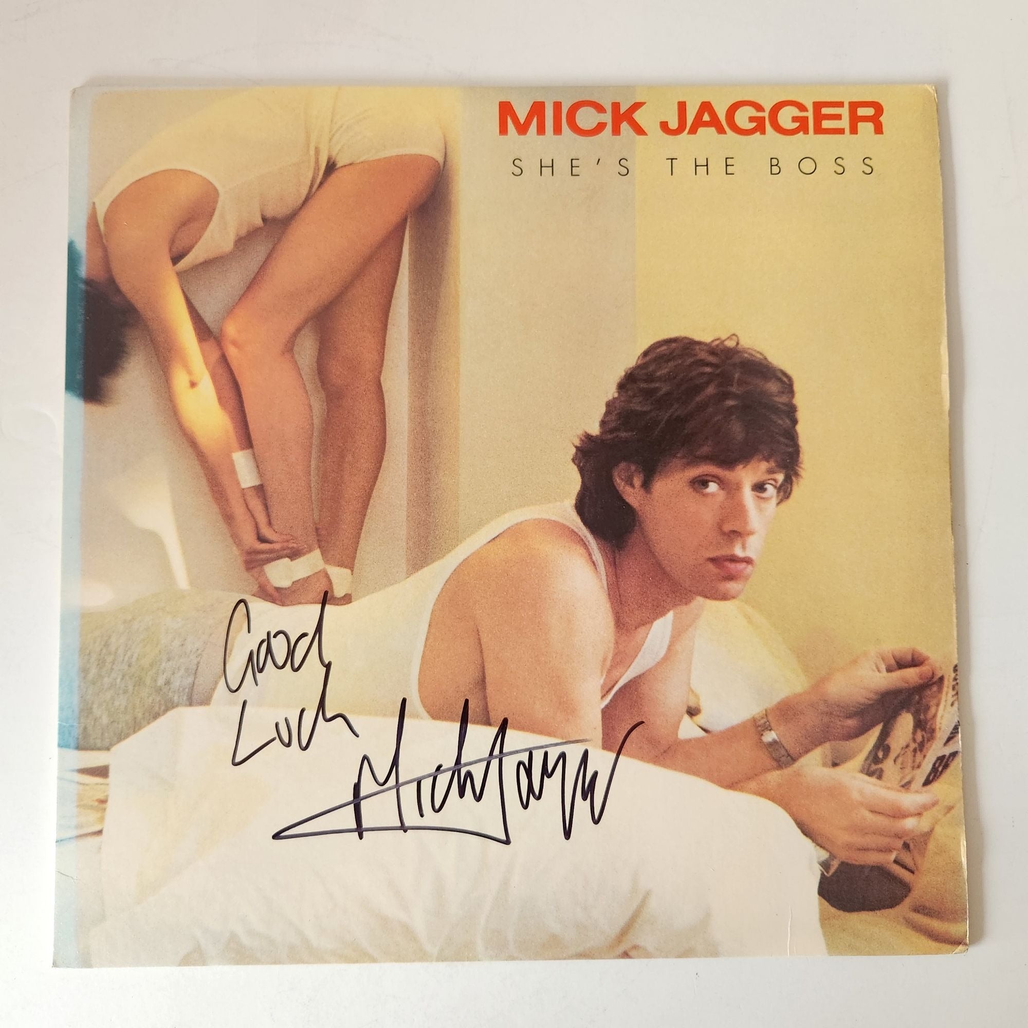 Mick Jagger She's the Boss LP signed with proof