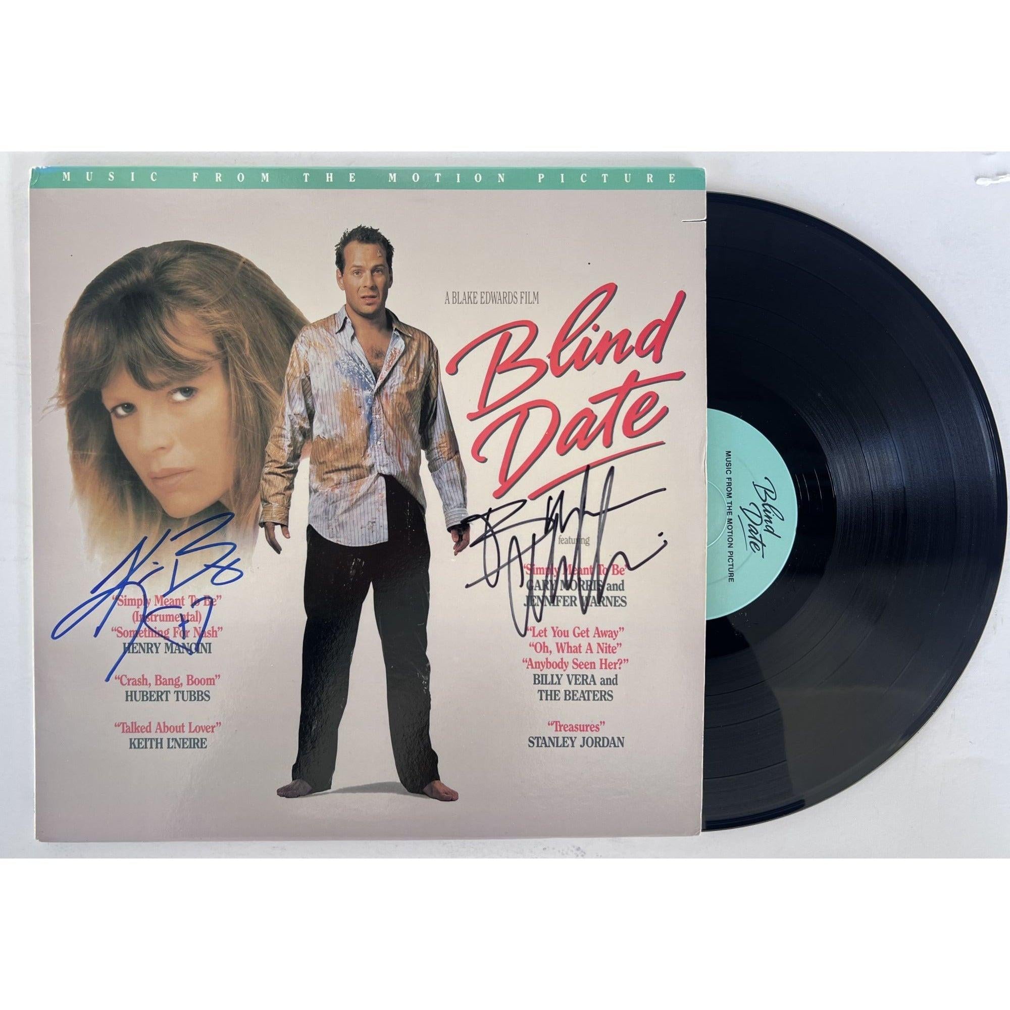 Blind Date Bruce Willis and Kim Basinger soundtrack LP signed with
