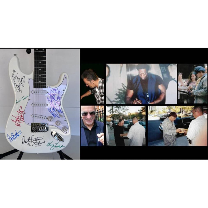 Bruce Springsteen Clarence Clemons and the E street band electric guitar signed with proof.