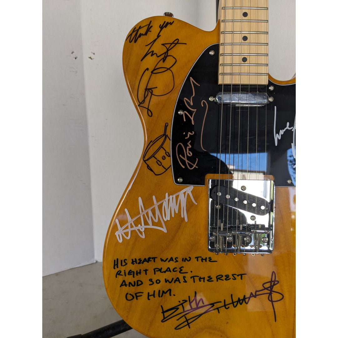 Rolling Stones telecaster electric guitar signed by Mick, Keith, Charlie,Ronnie and Bill with lyrics and sketches incredible!