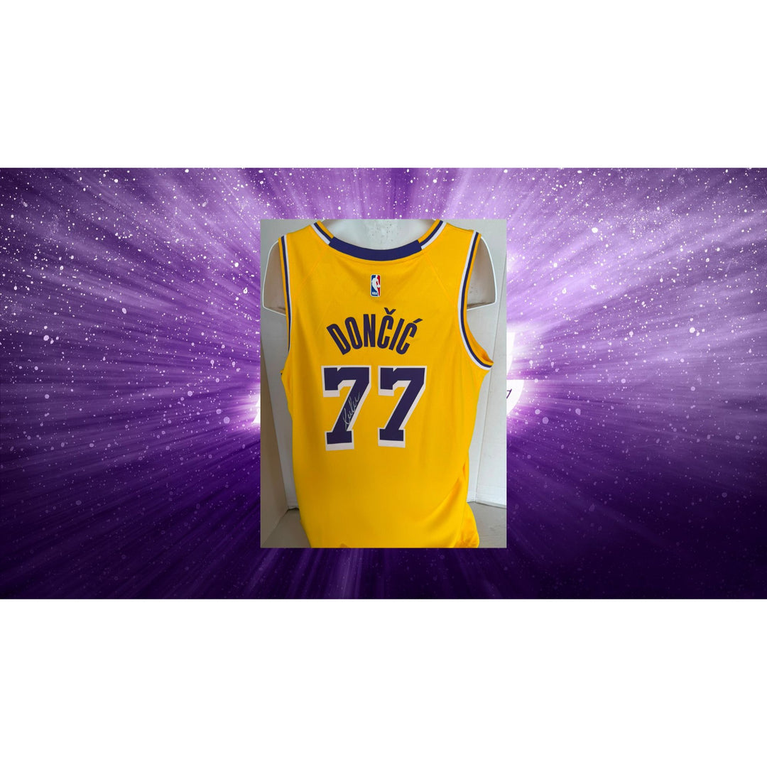 Los Angeles Lakers Luka Doncic NBA authentic jersey signed with proof.